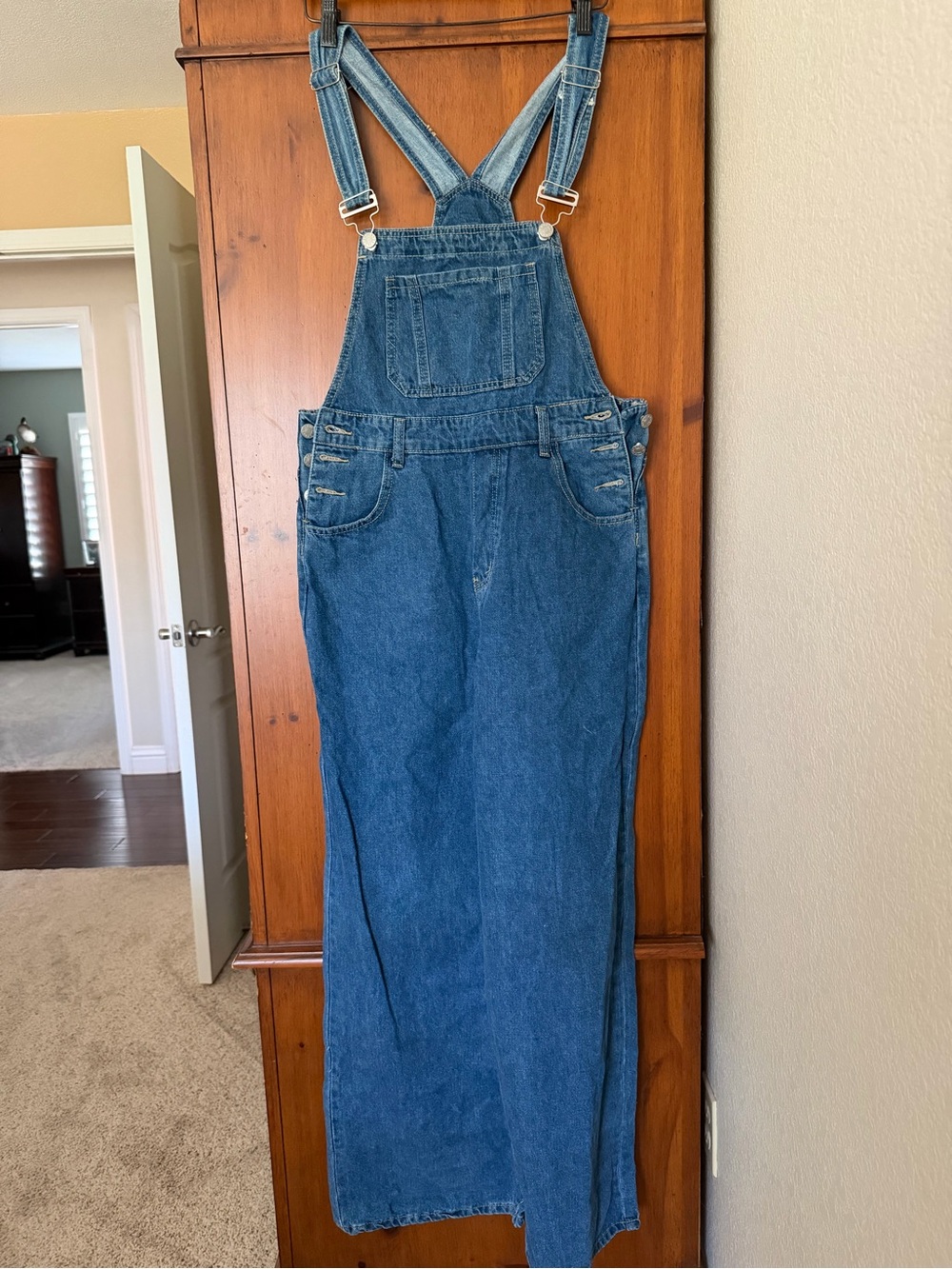 Source Unknown Blue Denim Wide-Leg Jumpsuit Overalls